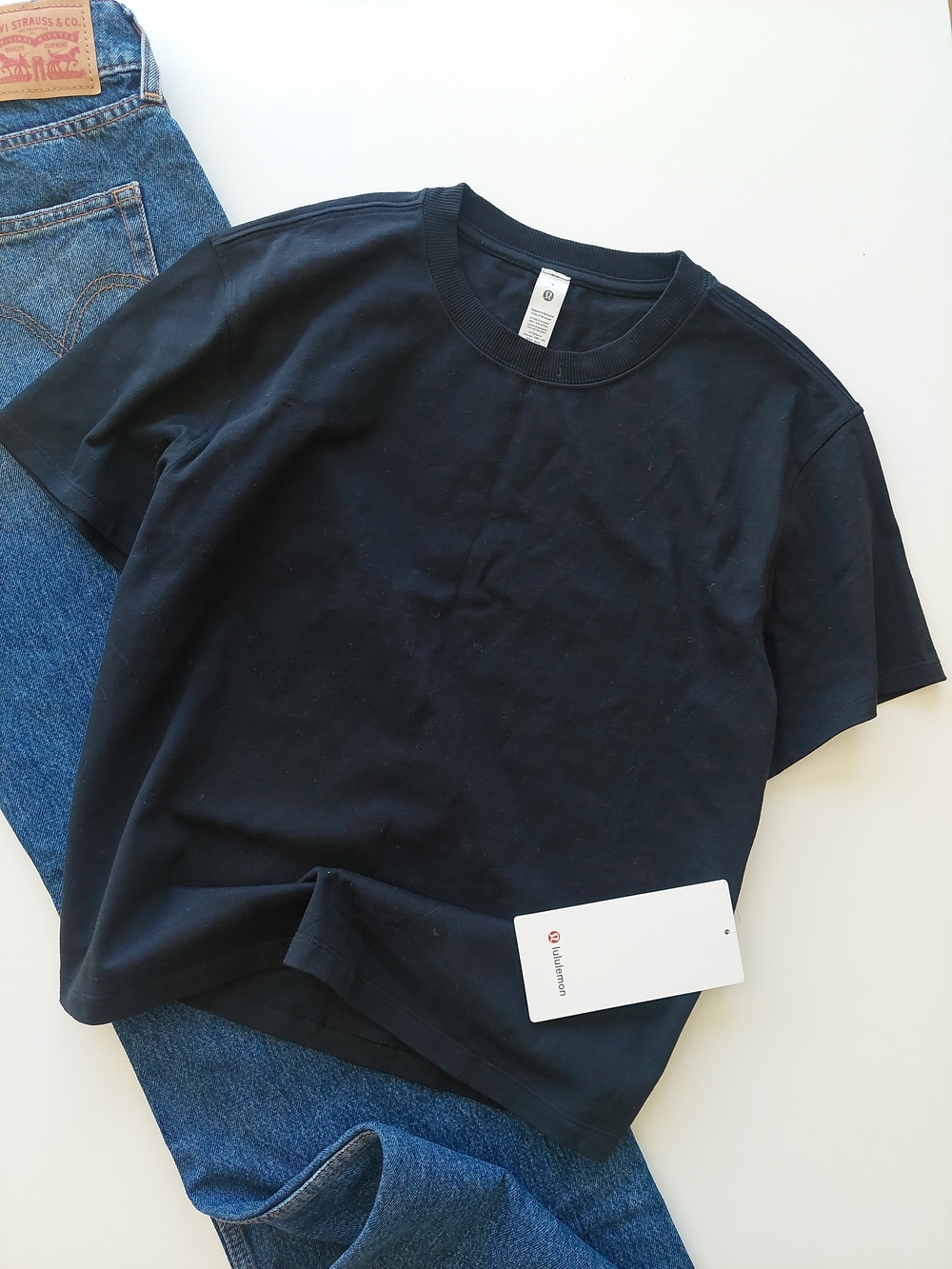 Lululemon Women's 4 (S)  Relaxed-Fit Cotton Jersey T-Shirt Black Tee NWT